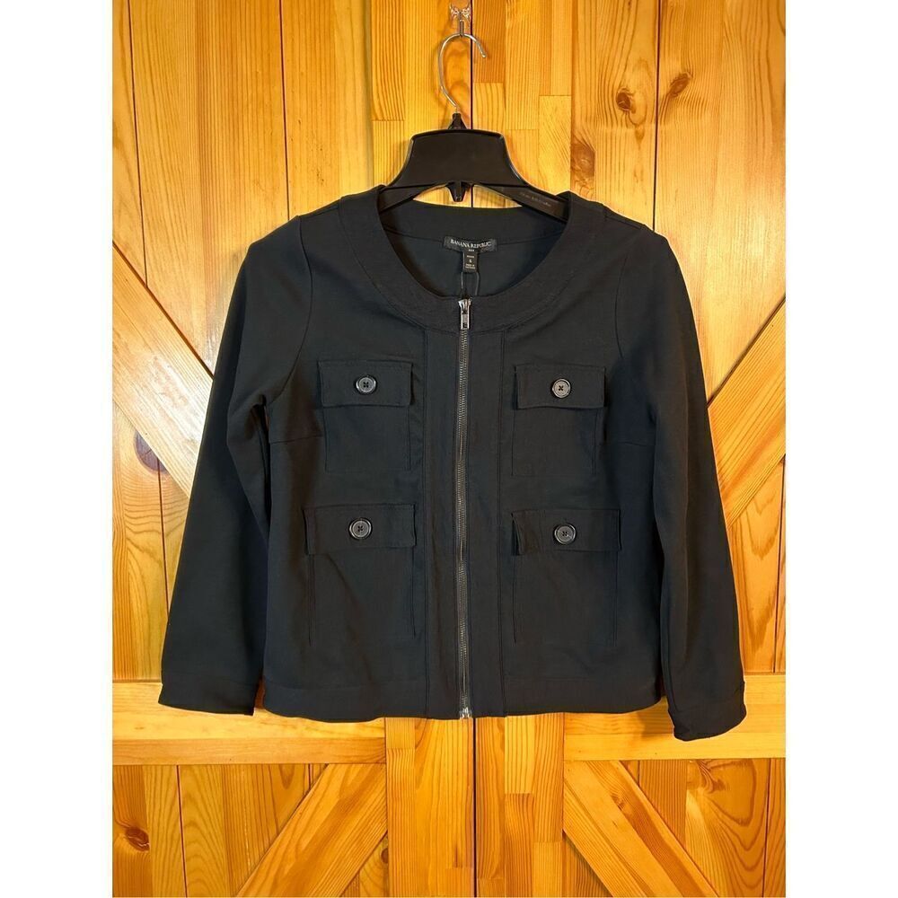 Banana Republic Petite Small black zip up jacket 4 pockets Nwt (4346)